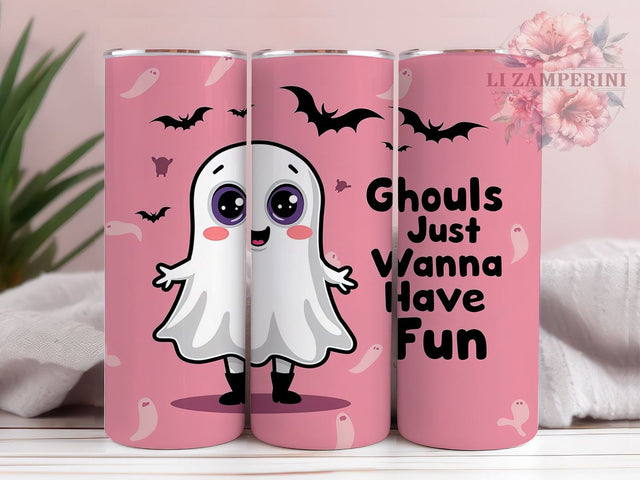Ghouls Just Wanna Have Fun 20 oz Skinny Tumbler Sublimation Design, Straight & Tapered Tumbler Png, Spooky Halloween Tumbler Png, Digital Download PNG Sublimation Li Zamperini 