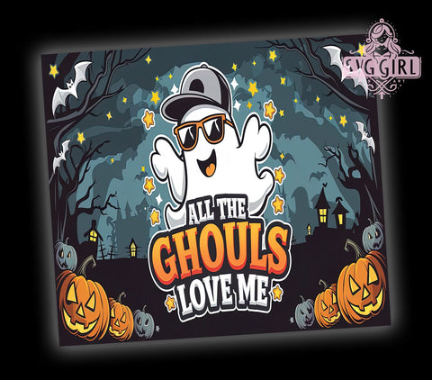 Ghouls Love Me, Halloween Tumbler, 20oz Tumbler, PNG Sublimation Design, Cute Halloween Gift, Spooky Tumbler, Ghoul Tumbler, Fall Drinkware Sublimation SvggirlplusArt 