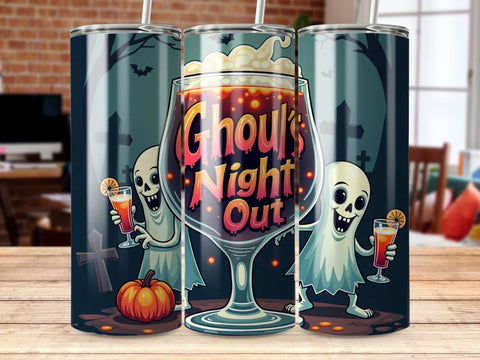 Ghoul's night out Halloween Tumbler wrap PNG Sublimation Luvleigh Digitals 