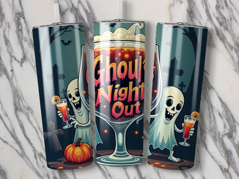 Ghoul's night out Halloween Tumbler wrap PNG Sublimation Luvleigh Digitals 