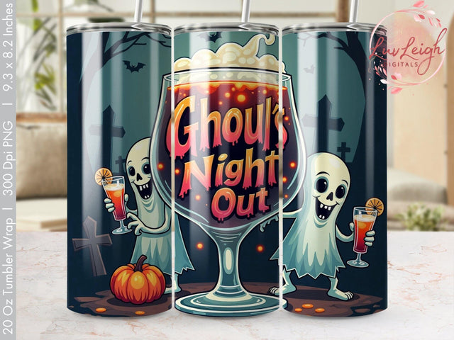 Ghoul's night out Halloween Tumbler wrap PNG Sublimation Luvleigh Digitals 