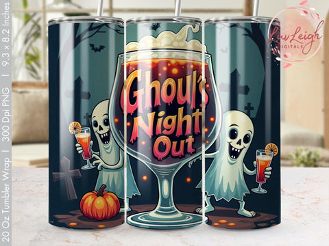 Ghoul's night out Halloween Tumbler wrap PNG Sublimation Luvleigh Digitals 