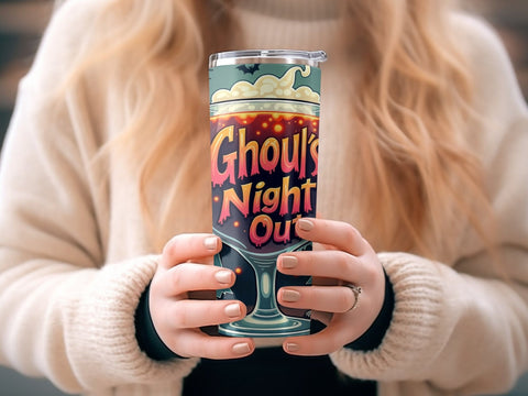Ghoul's night out Halloween Tumbler wrap PNG Sublimation Luvleigh Digitals 