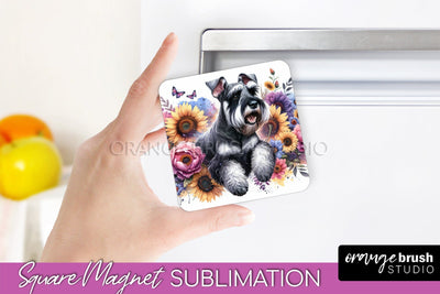 Giant Schnauzer Magnet Sublimation - Dog Mom Floral Magnet PNG Design Sublimation OrangeBrushStudio 
