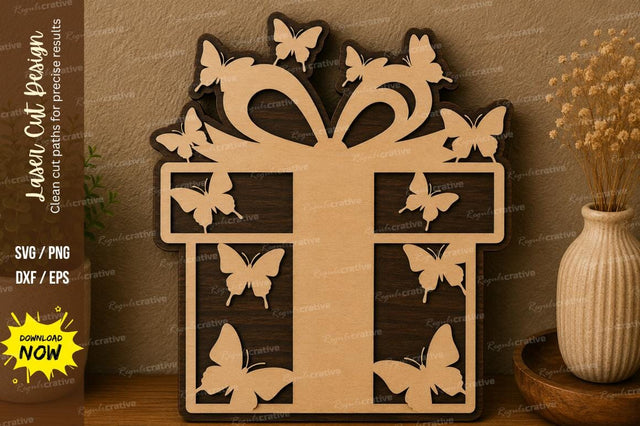 Gift Box Butterfly laser cut svg File SVG Regulrcrative 