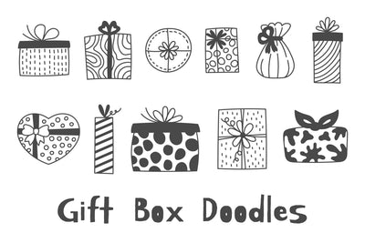 Gift Box Doodles Line Present Clipart Sublimation Rin Green 