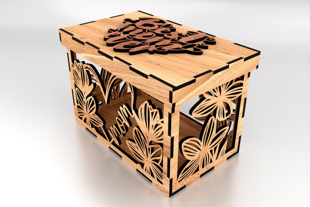 Gift Box for Mother with inscription Best Mom Ever SVG LaserCutano 