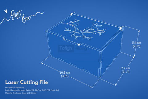 Gift Box Laser Cut File | Laser Cutting File | Valentine Day SVG tofigh4lang 