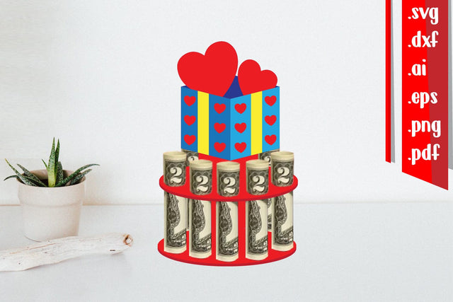 Gift Box Money Cake Holder Paper Cut SVG zafrans studio 