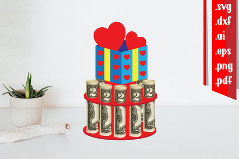 Gift Box Money Cake Holder Paper Cut SVG zafrans studio 