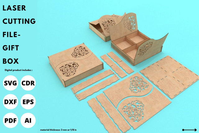 Gift box or nuts box with double lid | laser cut file | svg paper cut | cricut | glowforge file SVG tofigh4lang 