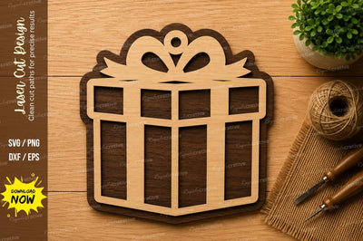 Gift Box Ornament Laser Cut SVG Design SVG Regulrcrative 