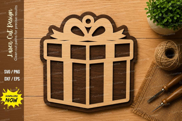 Gift Box Ornament Laser Cut SVG Design SVG Regulrcrative 
