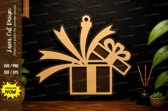 Gift Box Ornament Laser Cut SVG Design SVG Regulrcrative 