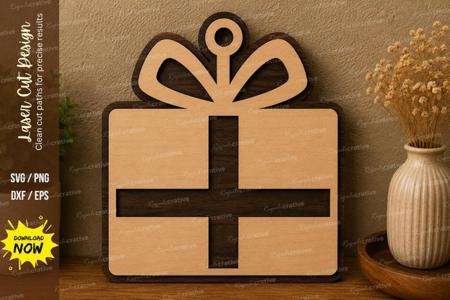 Gift Box Ornament laser cut svg File SVG Regulrcrative 