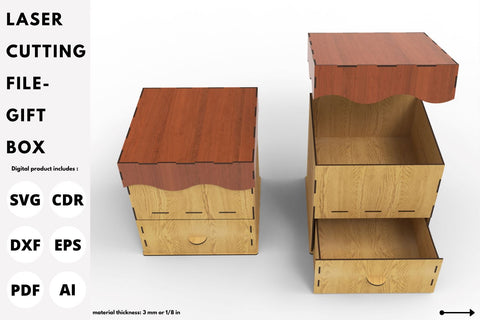 Gift box with drawer and lid | laser cut file | svg paper cut | cricut | glowforge file SVG tofigh4lang 