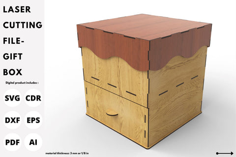 Gift box with drawer and lid | laser cut file | svg paper cut | cricut | glowforge file SVG tofigh4lang 