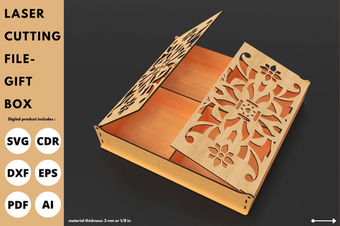 Gift Box with flower on lid | laser cut file | svg paper cut | cricut | glowforge file SVG tofigh4lang 