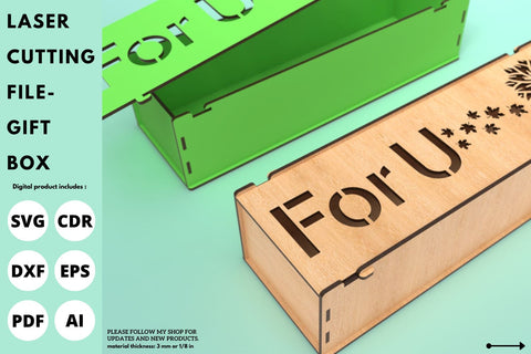 Gift Box with lid | laser cut file | svg paper cut | cricut | glowforge file SVG tofigh4lang 