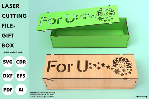 Gift Box with lid | laser cut file | svg paper cut | cricut | glowforge file SVG tofigh4lang 