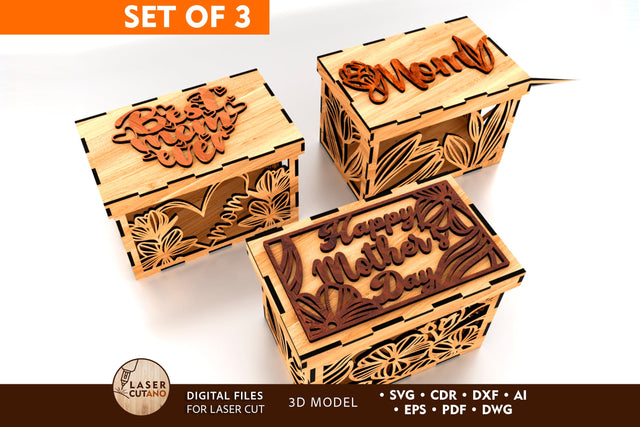 Gift Boxes for Mother's Day SVG LaserCutano 