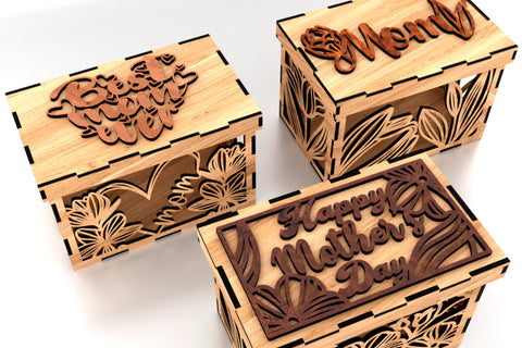 Gift Boxes for Mother's Day SVG LaserCutano 