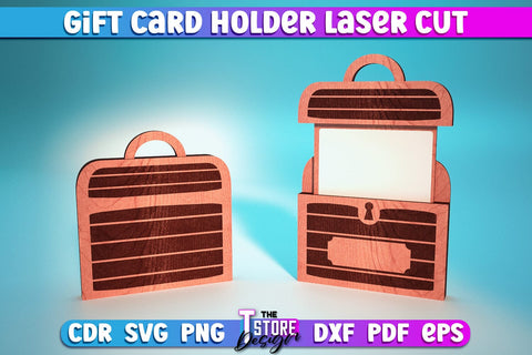Gift Card Holder Laser Cut | Greeting Cards | Wooden Card Holder | CNC Files SVG The T Store Design 