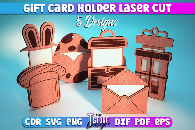 Gift Card Holder Laser Cut | Greeting Cards | Wooden Card Holder | CNC Files SVG The T Store Design 