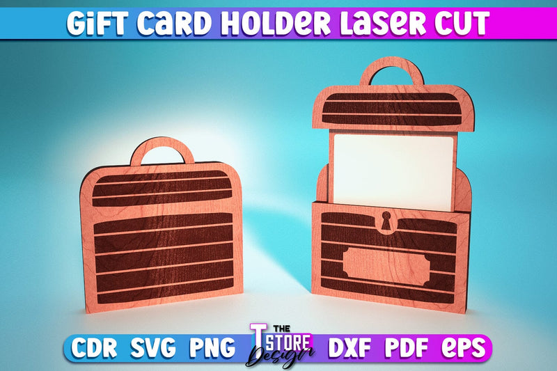 Gift Card Holder Laser Cut | Greeting Cards | Wooden Card Holder | CNC Files SVG The T Store Design 
