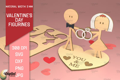 Gift Laser Cut. 3D Valentine's Day Figurines. You And Me SVG SVG Evgenyia Guschina 
