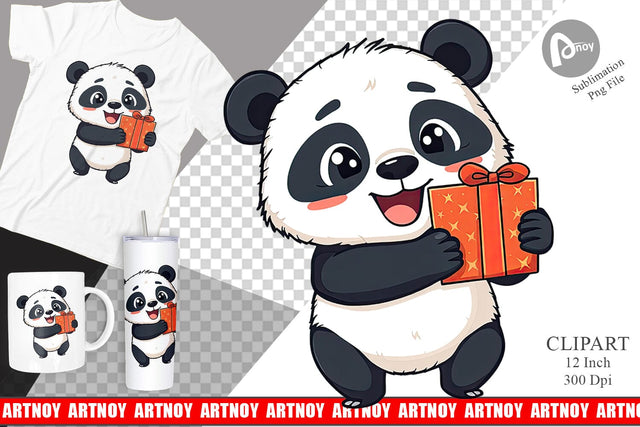Gift Panda Clipart Sublimation artnoy 