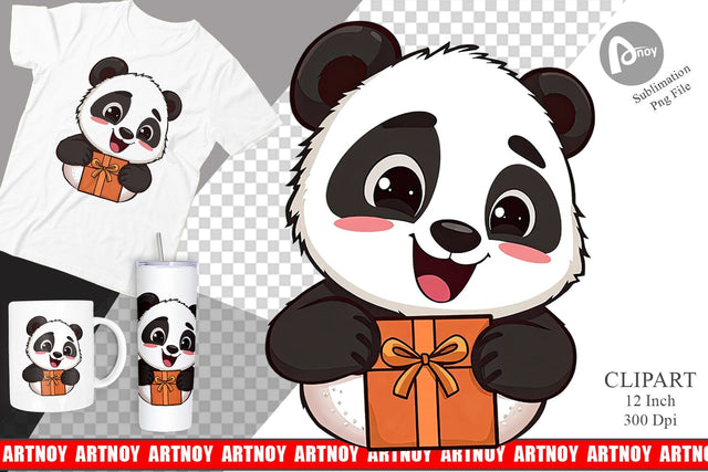 Gift Panda Clipart Sublimation artnoy 