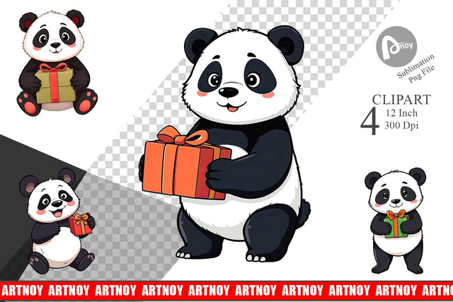 Gift Panda Clipart Sublimation artnoy 