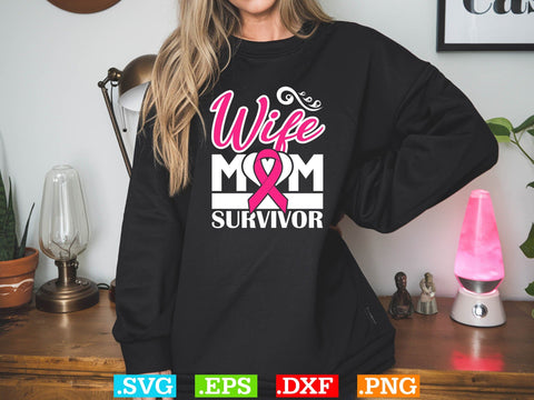 Gift Woman Wife Mom Survivor T-shirt Design, Back The Pink Svg, Breast Cancer Png SVG Creativeart88 