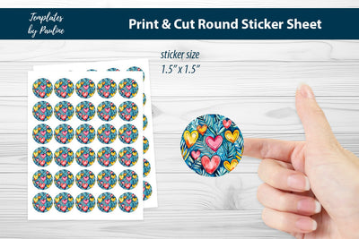 Gift Wrapping Heart Round Sticker Sheet SVG Templates by Pauline 