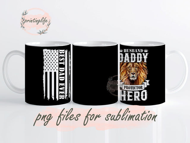 Gifts for Dad From Daughter Protector Hero Mug Wrap Design, Instant Digital Design Download Mug Wrap Design, Mug Design PNG Sublimation PrintingLife 