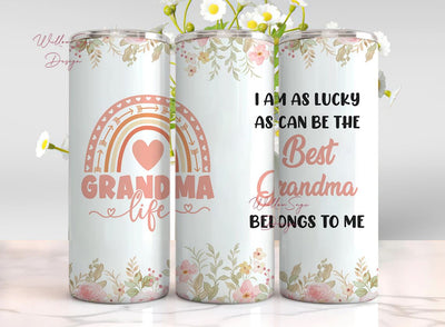 Gifts for Grandma, Best Grandma Gifts for Christmas, Grandmother Gift - Grandma Birthday Gifts from Granddaughter Grandson Grandchildren, Grandma Mother's Day Tumbler Wrap PNG Sublimation WillowSageDesign 