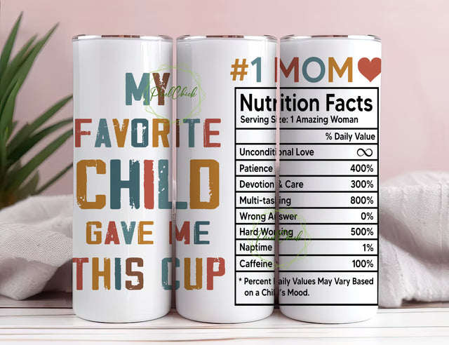 Gifts for Mom From Daughter Birthday Gifts From Son Best Gifts for Mothers Day 20oz Funny Mom Cup Christmas Presents for Mom From Favorite Child Sublimation PixelChick 