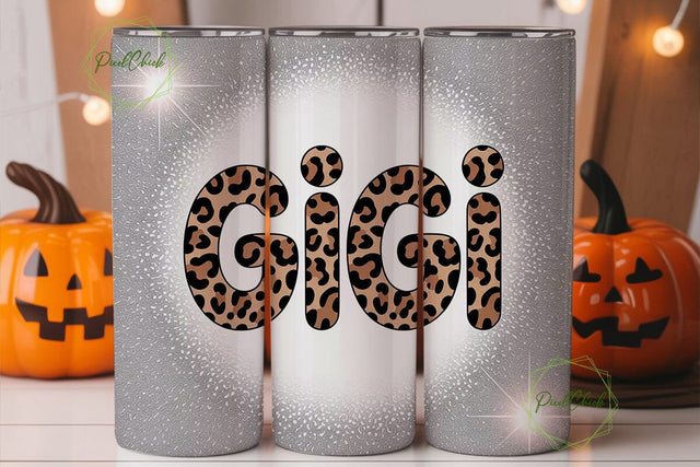 Gigi Leopard Glitter 20oz Tumbler Wrap Sublimation PixelChick 