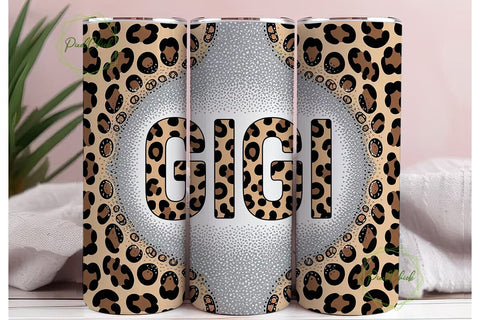 Gigi Leopard Glitter 20oz Tumbler Wrap Sublimation PixelChick 