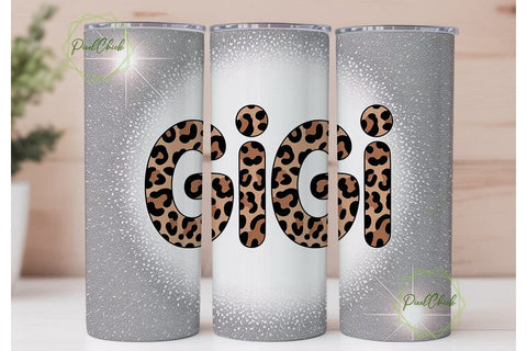 Gigi Leopard Glitter 20oz Tumbler Wrap Sublimation PixelChick 