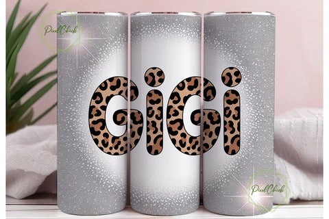 Gigi Leopard Glitter 20oz Tumbler Wrap Sublimation PixelChick 