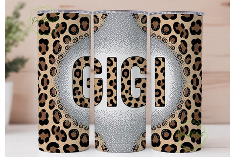 Gigi Leopard Glitter 20oz Tumbler Wrap Sublimation PixelChick 