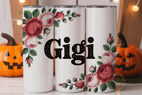Gigi Rose Tumbler Wrap PNG Sublimation PixelChick 