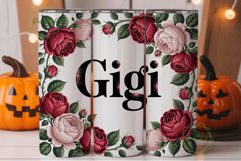 Gigi Rose Tumbler Wrap PNG Sublimation PixelChick 