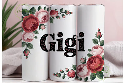 Gigi Rose Tumbler Wrap PNG Sublimation PixelChick 