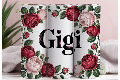 Gigi Rose Tumbler Wrap PNG Sublimation PixelChick 
