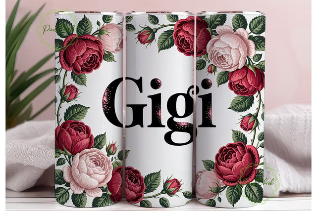 Gigi Rose Tumbler Wrap PNG Sublimation PixelChick 