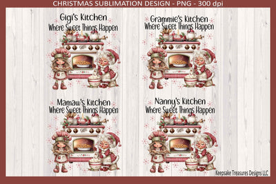 Gigi's Christmas Kitchen Set 2 Four Different Names, Sublimation Png Sublimation Keepsake Treasures Designs LLC. 