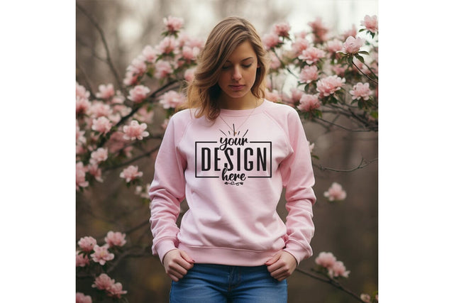 Gildan 18000 Pink Sweatshirt Mockup Mock Up Photo Craftlabsvg24 